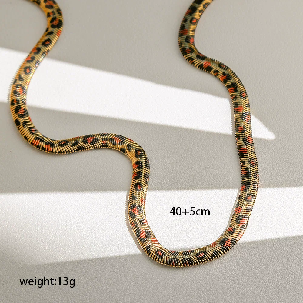 Wholesale Leopard Print Geometric Snake Bone Chain Electroplated Clavicle Necklace For Women - Image 5
