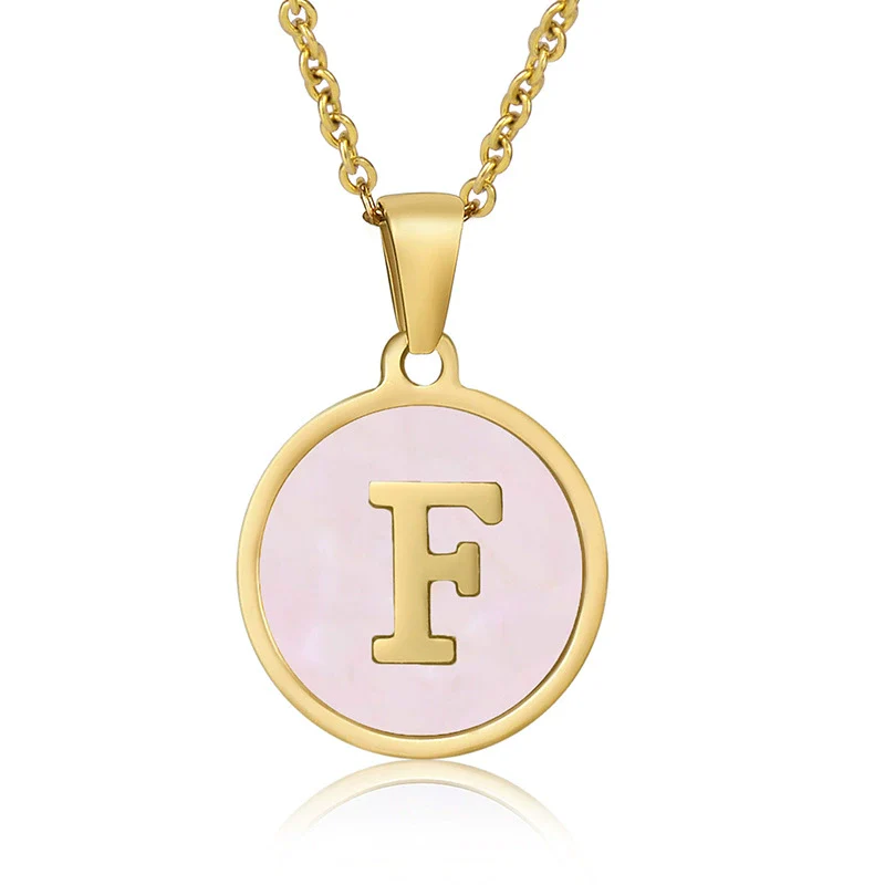 Wholesale Letter Pendant Necklace 316L Stainless Steel Otype Cross Chain Electroplating Pink Shell For Women - Image 10