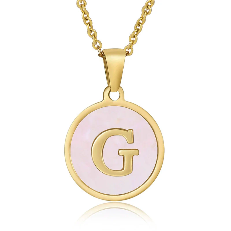 Wholesale Letter Pendant Necklace 316L Stainless Steel Otype Cross Chain Electroplating Pink Shell For Women - Image 11