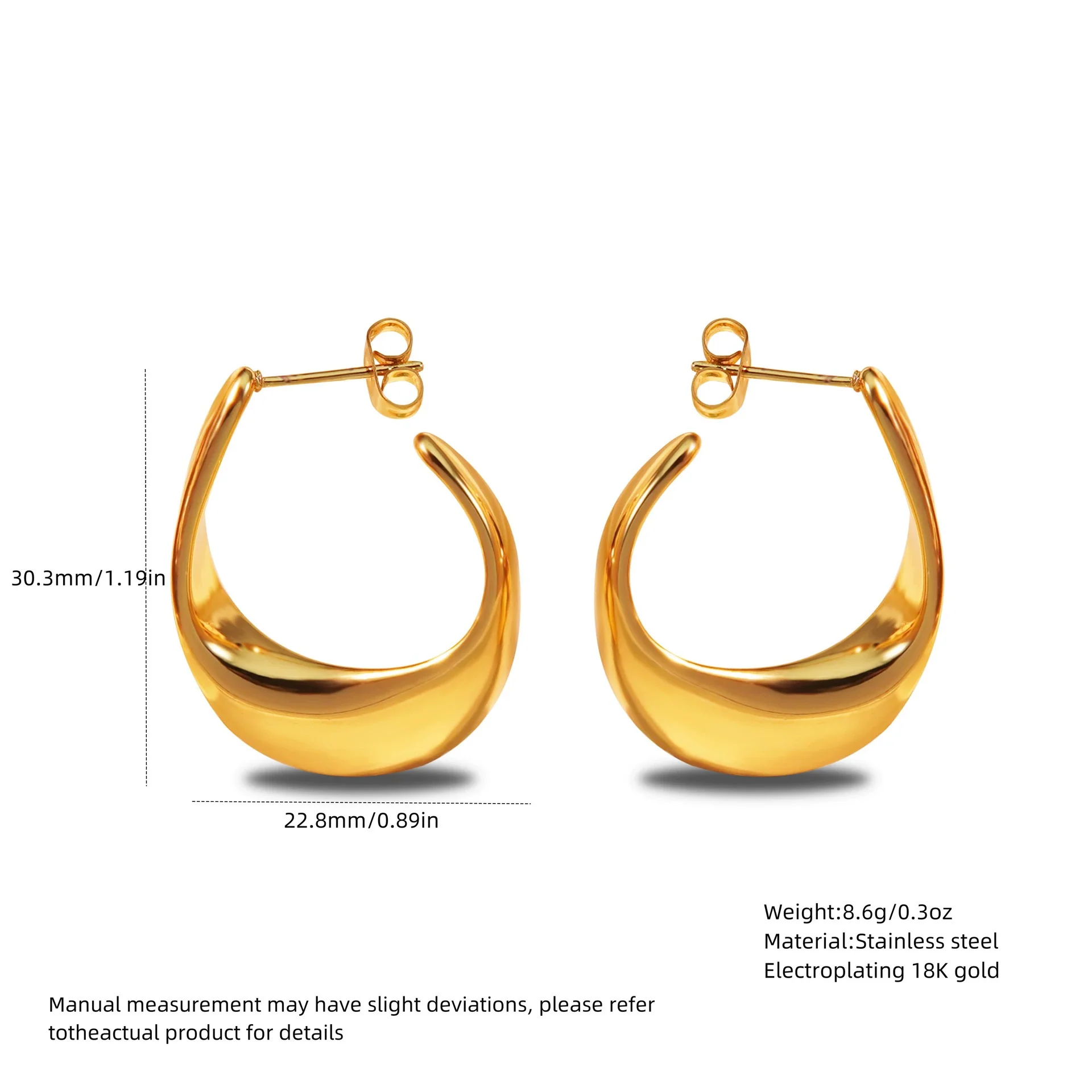 Wholesale Light Luxury 18K Gold Plated Geometric Stainless Steel Earrings For Women - Image 4