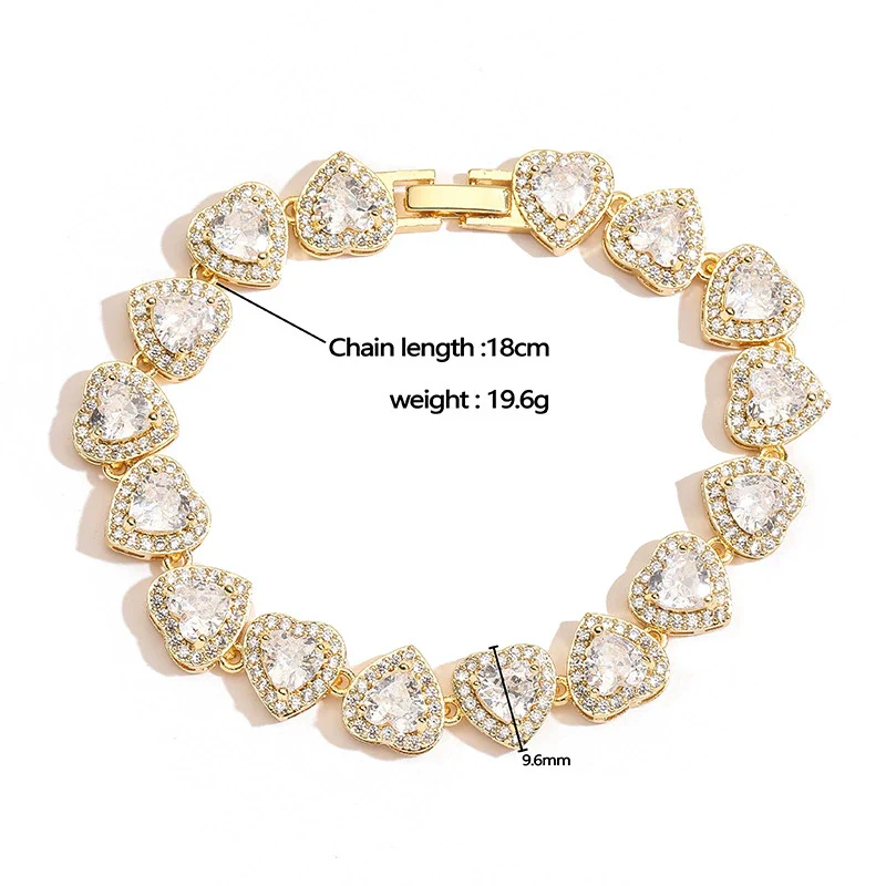 Wholesale Light Luxury Copper Inlaid Zirconium Heartshaped Love Jewelry Necklace Bracelet With Love Water Drops And Bells Pattern For Ladies - Image 3