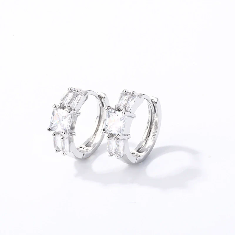 Wholesale Light Luxury Elegant Women's Copper Earrings Set With Zircon Inlay And Geometric Design - Image 13