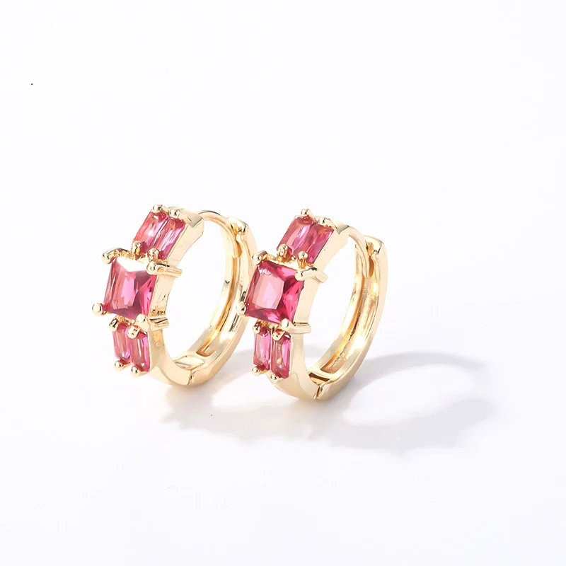 Wholesale Light Luxury Elegant Women's Copper Earrings Set With Zircon Inlay And Geometric Design - Image 5