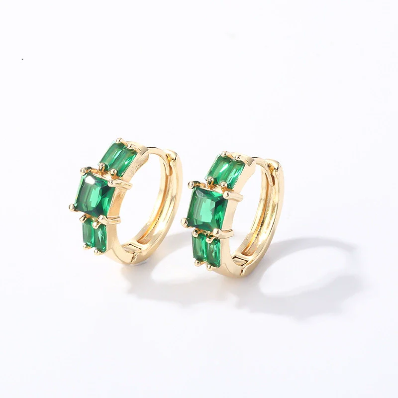 Wholesale Light Luxury Elegant Women's Copper Earrings Set With Zircon Inlay And Geometric Design - Image 7