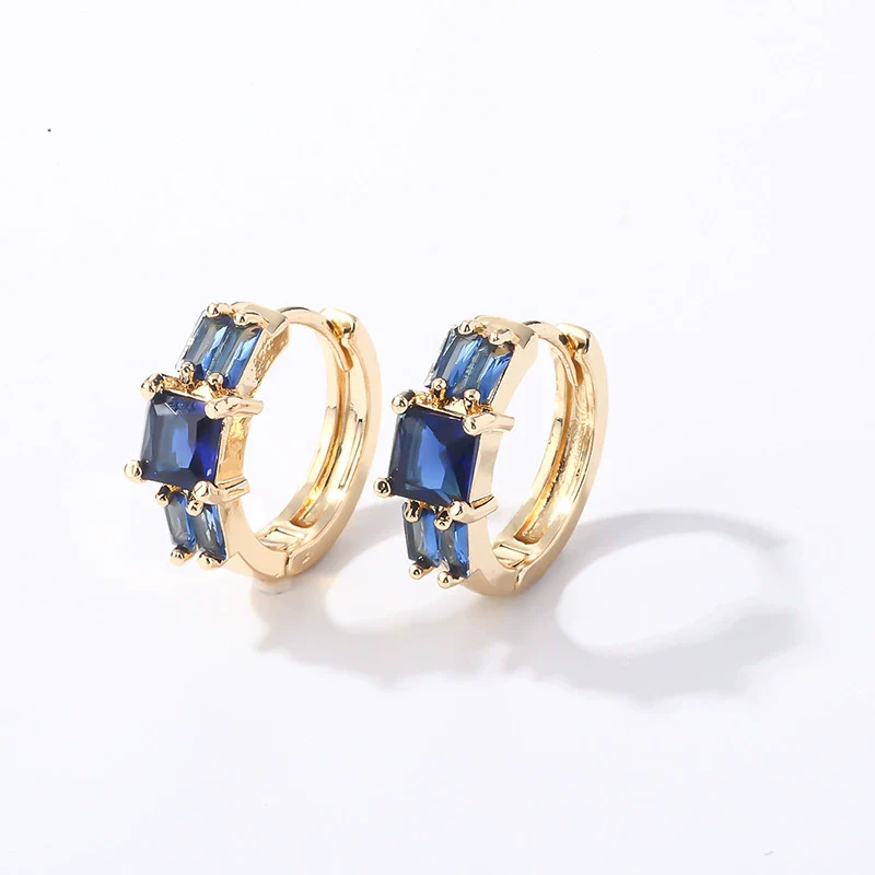 Wholesale Light Luxury Elegant Women's Copper Earrings Set With Zircon Inlay And Geometric Design - Image 8