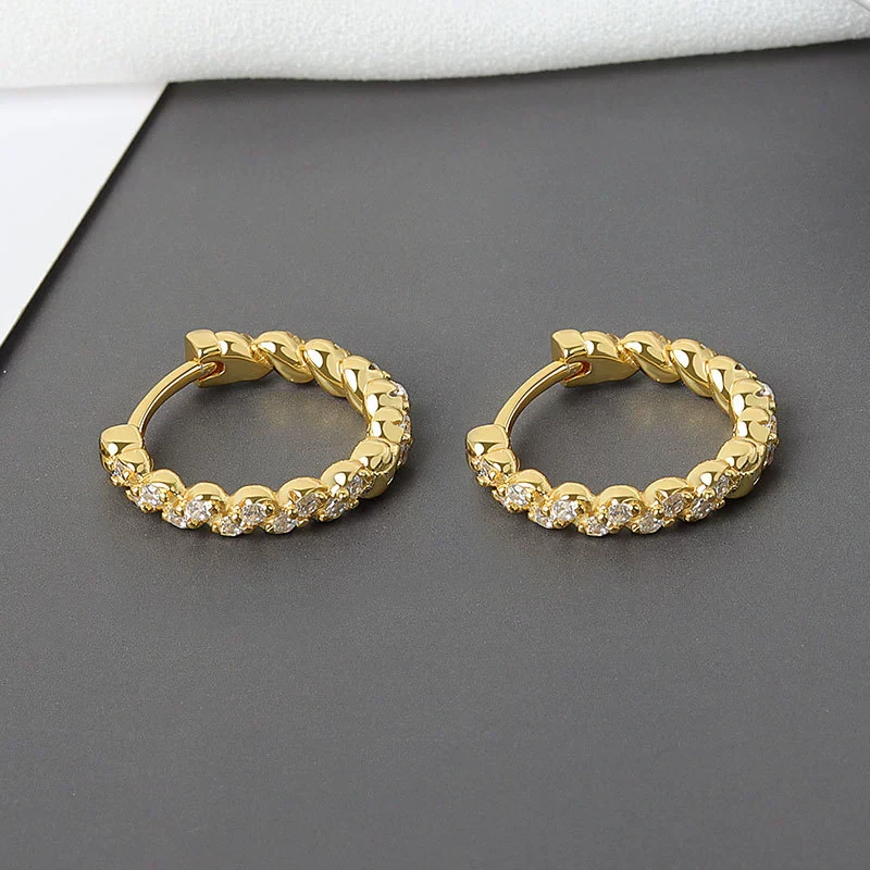 Wholesale Light Luxury Geometric 925 Sterling Silver And Copper Zircon Earrings For Women With Electroplating - Image 3