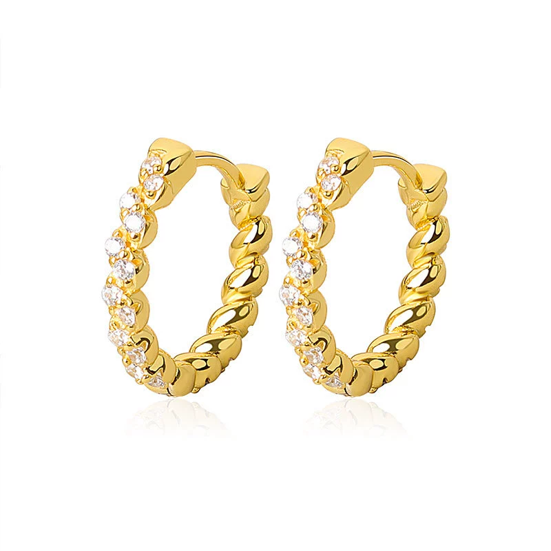 Wholesale Light Luxury Geometric 925 Sterling Silver And Copper Zircon Earrings For Women With Electroplating - Image 5