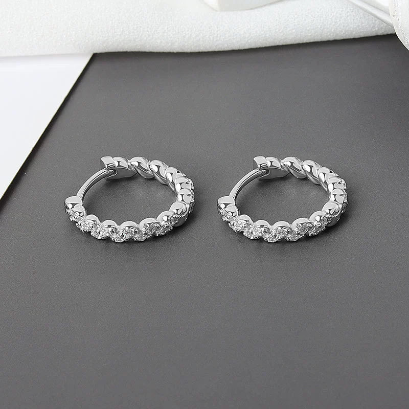 Wholesale Light Luxury Geometric 925 Sterling Silver And Copper Zircon Earrings For Women With Electroplating - Image 6