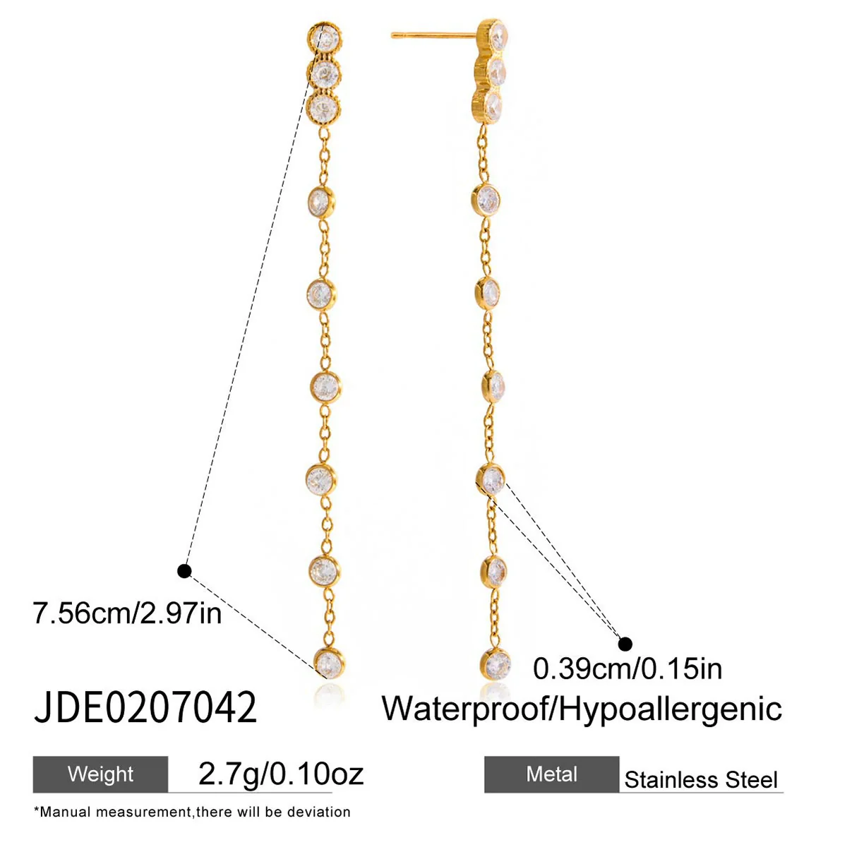 Wholesale Light Luxury Geometric And Heart Shape Electroplated Stainless Steel Tassel Earrings For Women - Image 6