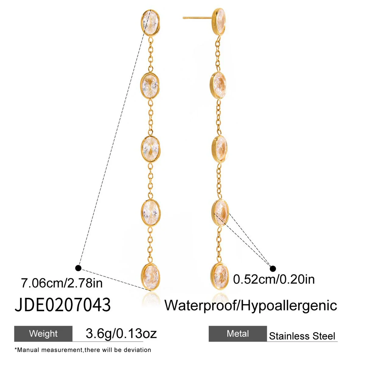 Wholesale Light Luxury Geometric And Heart Shape Electroplated Stainless Steel Tassel Earrings For Women - Image 7