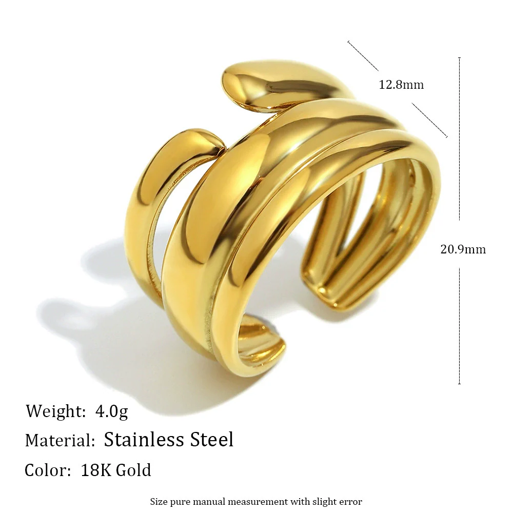 Wholesale Light Luxury Geometric Asymmetrical Heart Starfish Stainless Steel Electroplated Ring For Women Niche Design - Image 10
