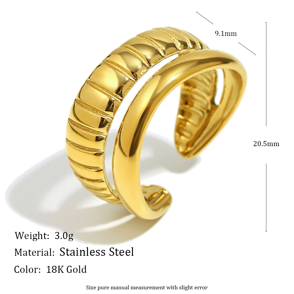 Wholesale Light Luxury Geometric Asymmetrical Heart Starfish Stainless Steel Electroplated Ring For Women Niche Design - Image 11