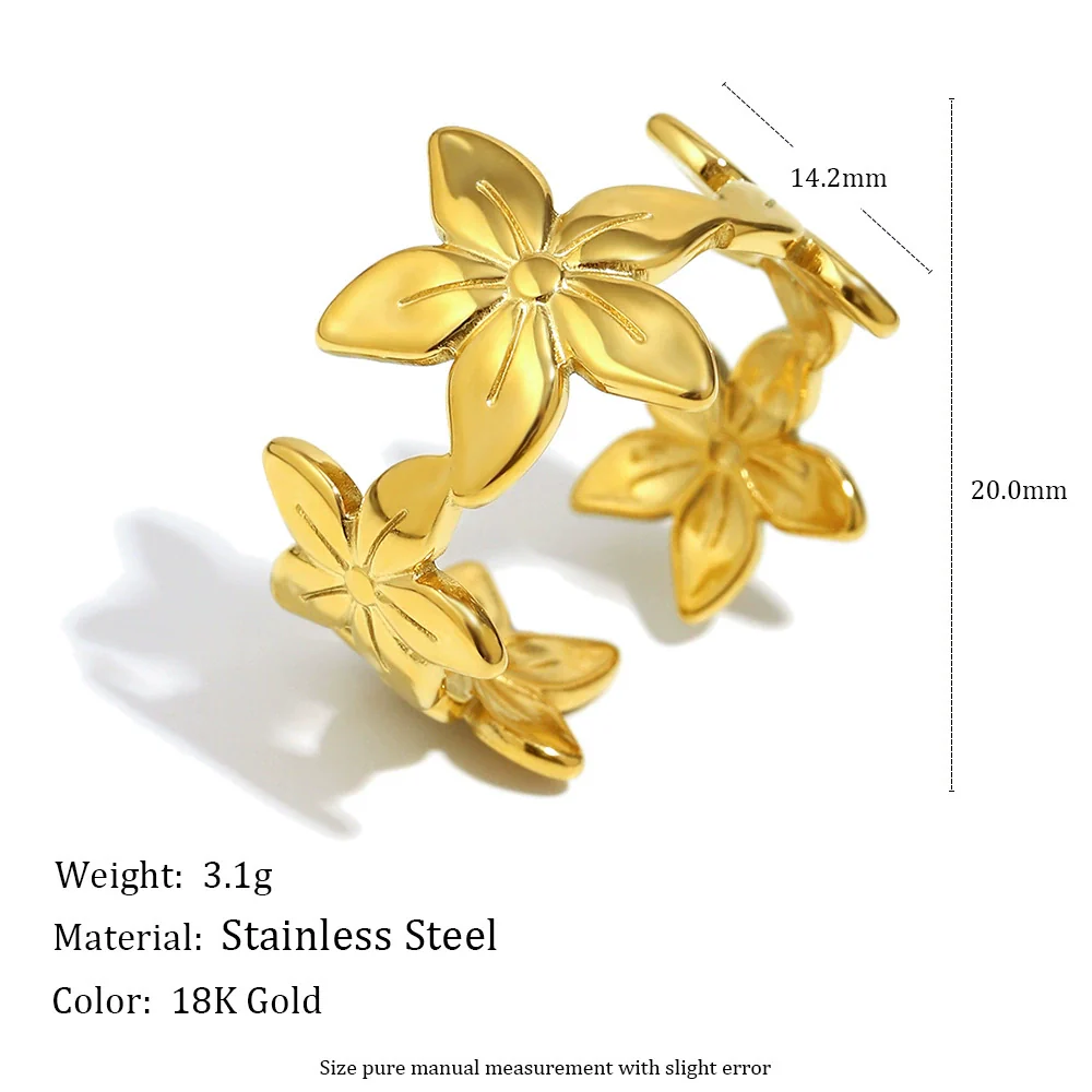 Wholesale Light Luxury Geometric Asymmetrical Heart Starfish Stainless Steel Electroplated Ring For Women Niche Design - Image 4