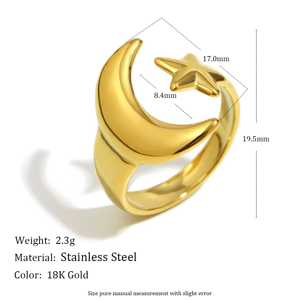 Wholesale Light Luxury Geometric Asymmetrical Heart Starfish Stainless Steel Electroplated Ring For Women Niche Design - Image 5