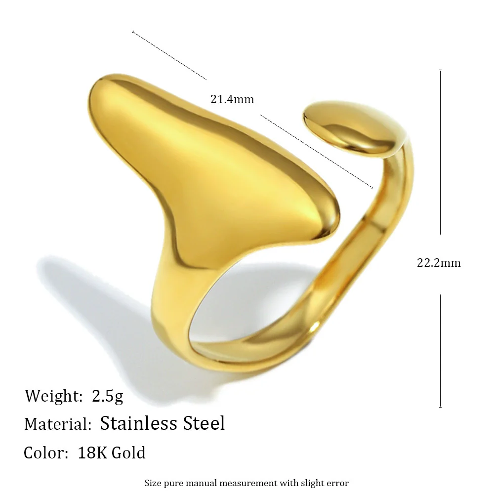 Wholesale Light Luxury Geometric Asymmetrical Heart Starfish Stainless Steel Electroplated Ring For Women Niche Design - Image 6