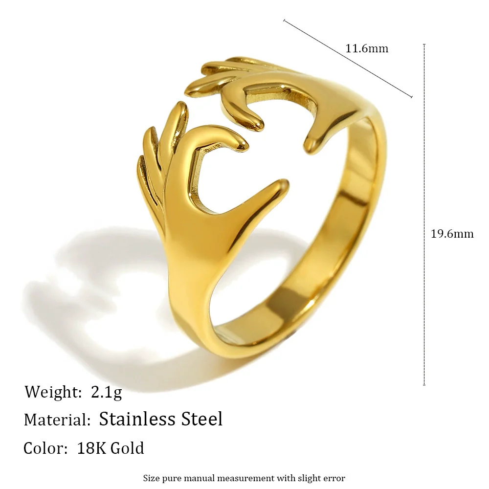 Wholesale Light Luxury Geometric Asymmetrical Heart Starfish Stainless Steel Electroplated Ring For Women Niche Design - Image 7