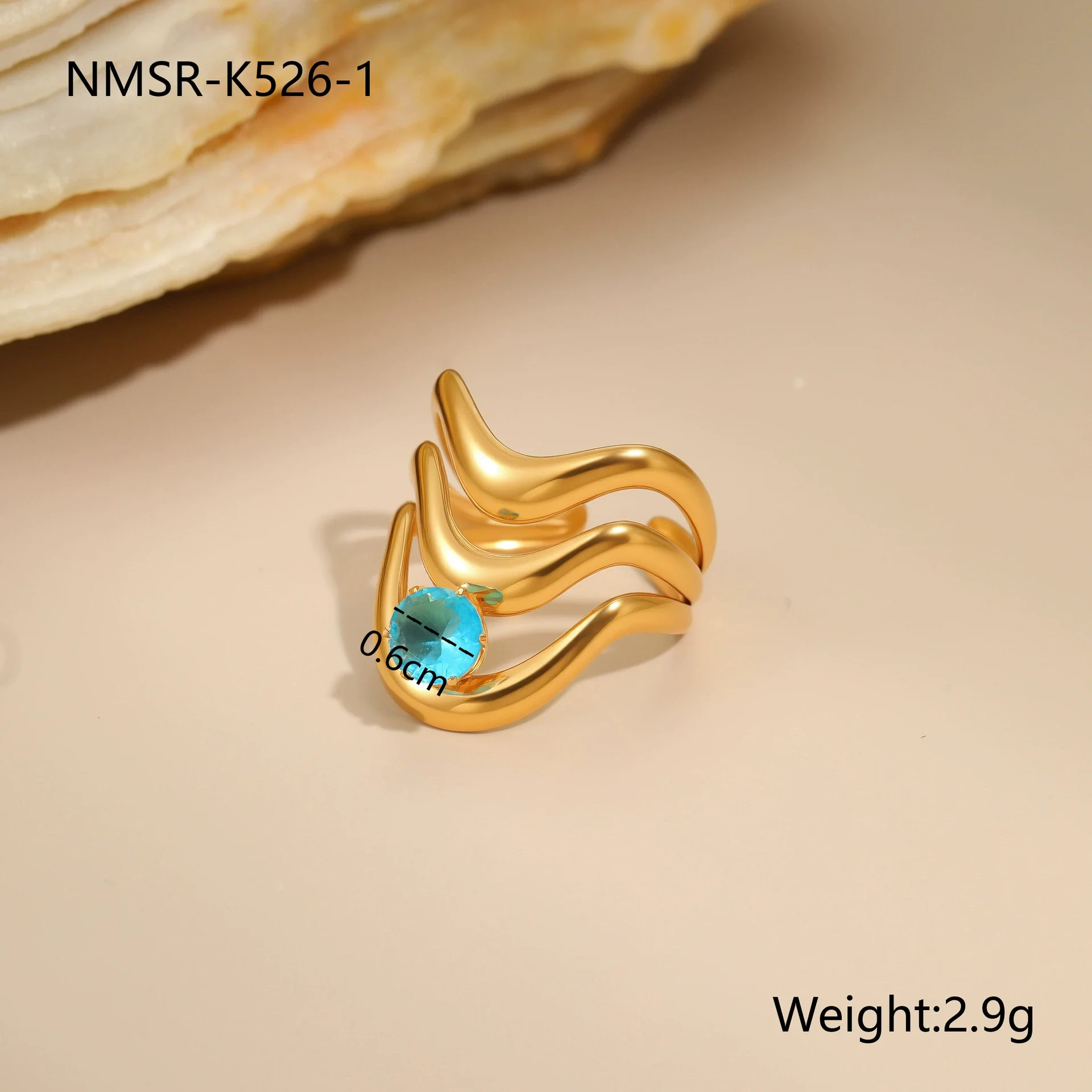 Wholesale Light Luxury Geometric Blue Zircon Stainless Steel 18K Gold Plated Ring And Bracelet For Women - Image 10