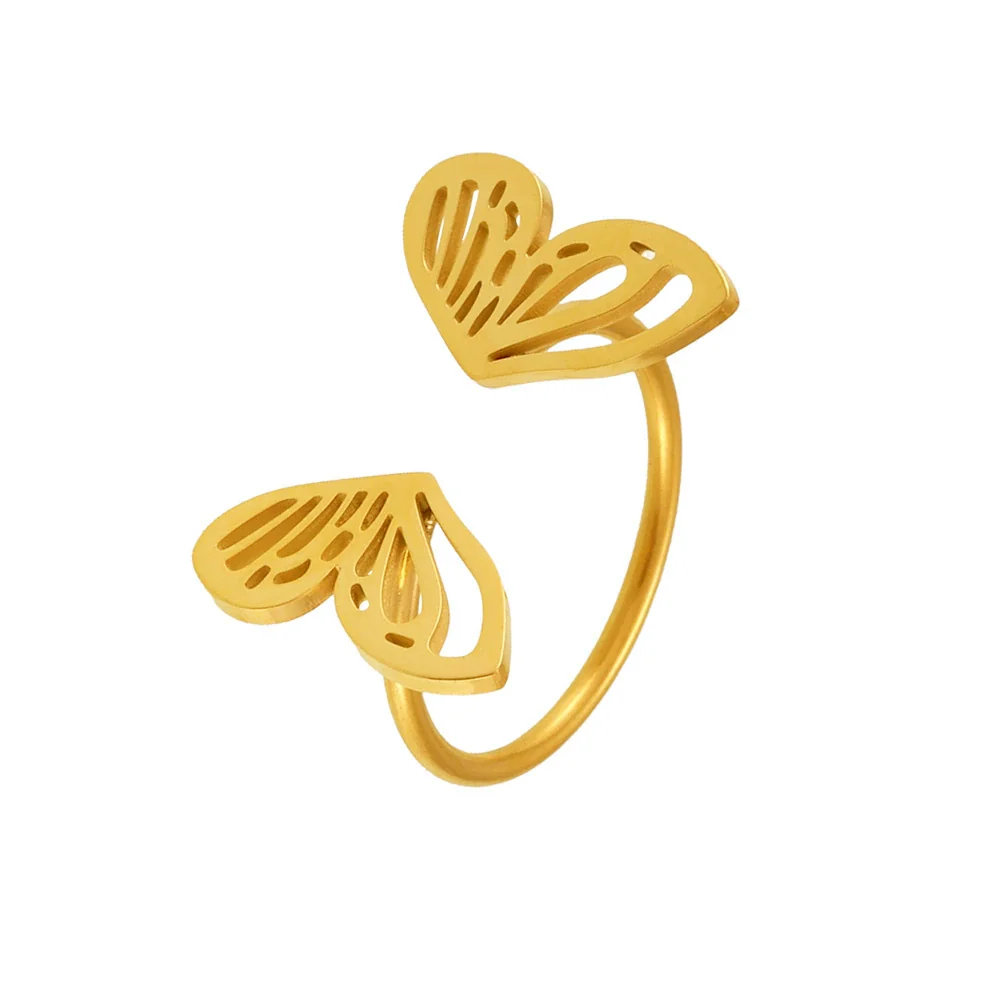 Wholesale Light Luxury Geometric Butterfly Opening Ring For Ladies Made Of Stainless Steel With Electroplating - Image 5