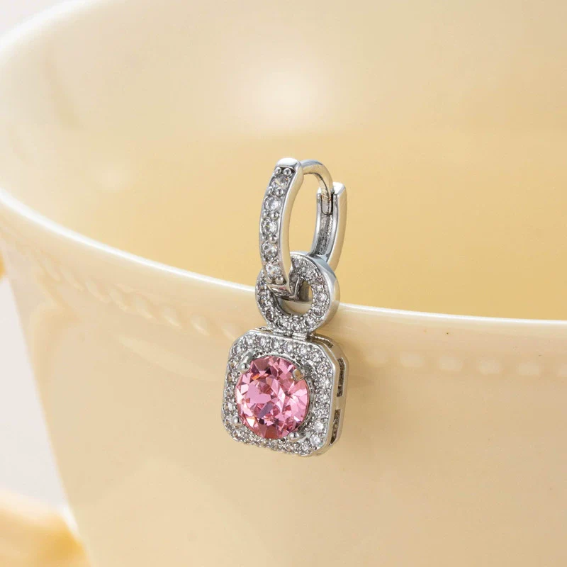 Wholesale Light Luxury Geometric Copper Diamond Handmade Earrings
