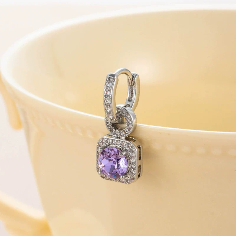Wholesale Light Luxury Geometric Copper Diamond Handmade Earrings - Image 3