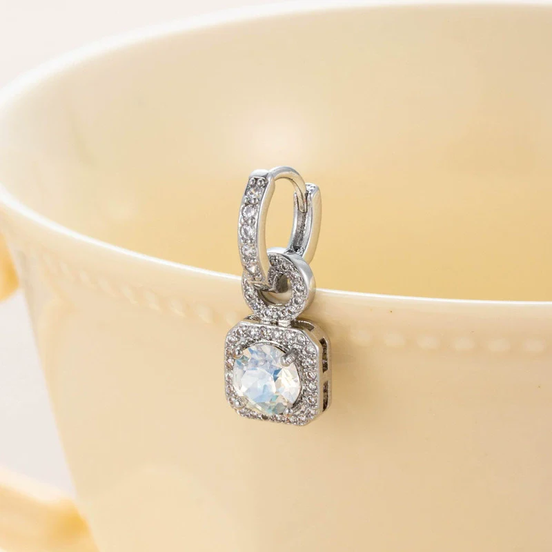Wholesale Light Luxury Geometric Copper Diamond Handmade Earrings - Image 8