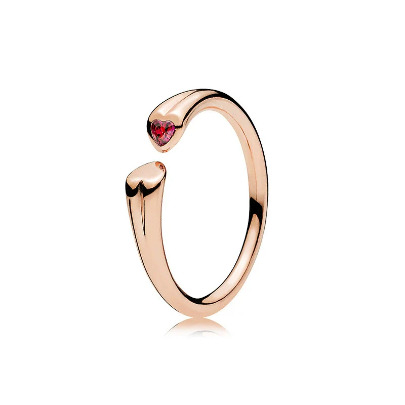 Wholesale Light Luxury Geometric Copper Electroplated Rose Gold Peach Blossom Open Style Women's Couple Ring - Image 5