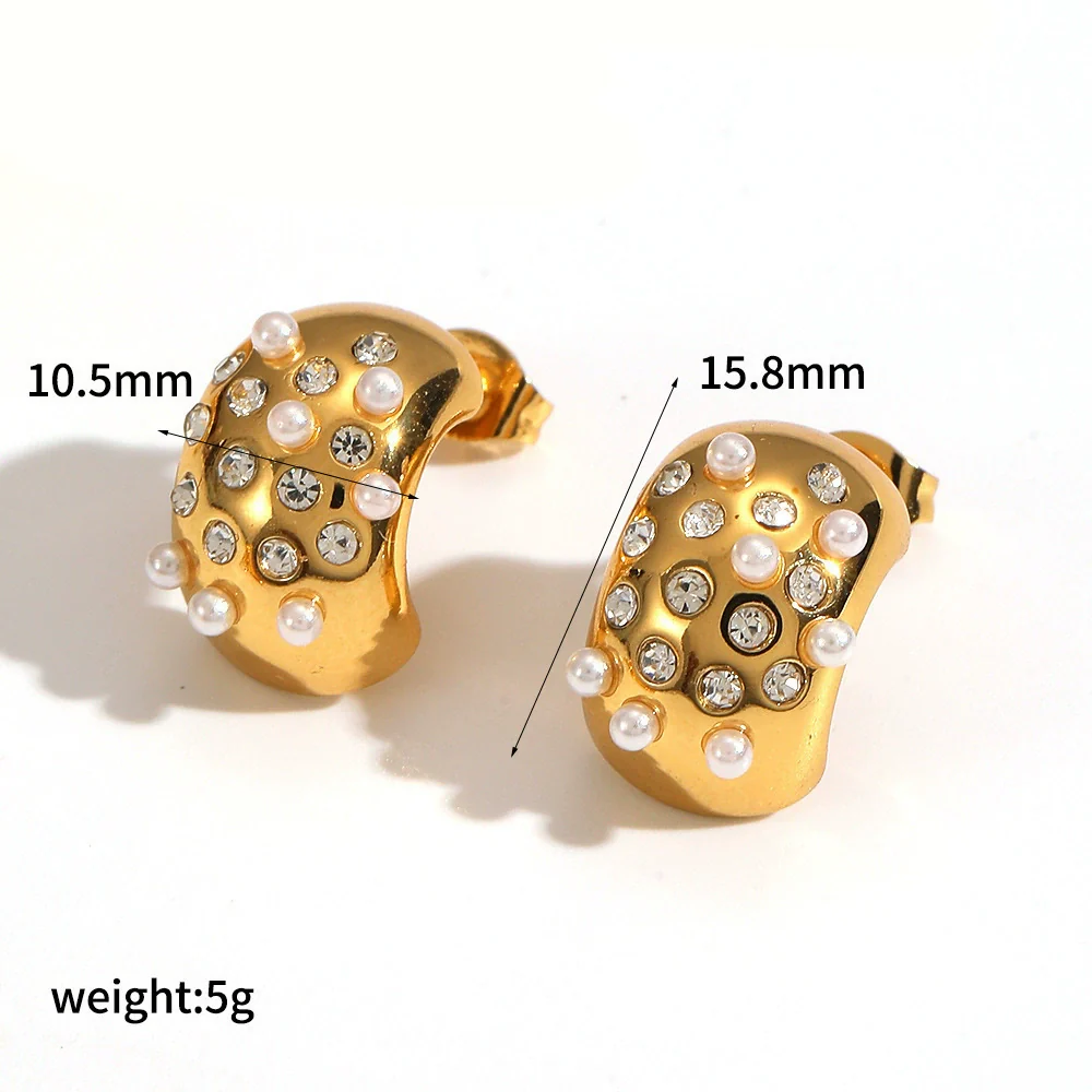 Wholesale Light Luxury Geometric Diamondencrusted Stainless Steel 18K Goldplated Titanium Steel Earrings For Women - Image 7