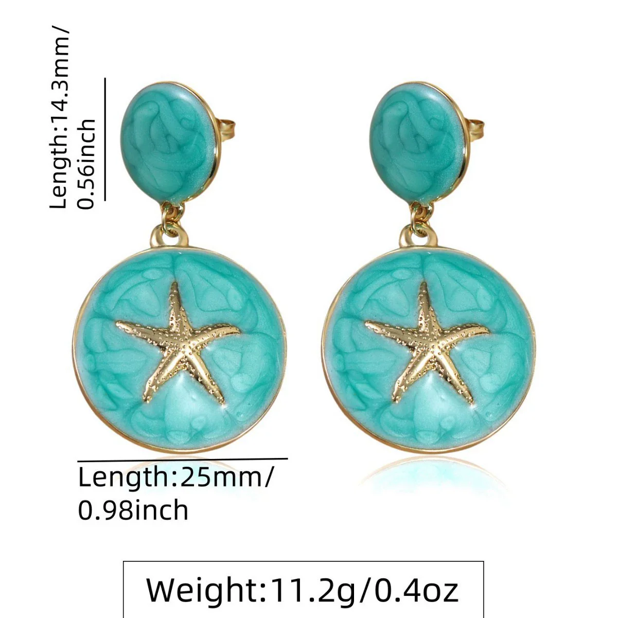 Wholesale Light Luxury Geometric Dripping Oil Starfish Stainless Steel Earrings For Women - Image 3