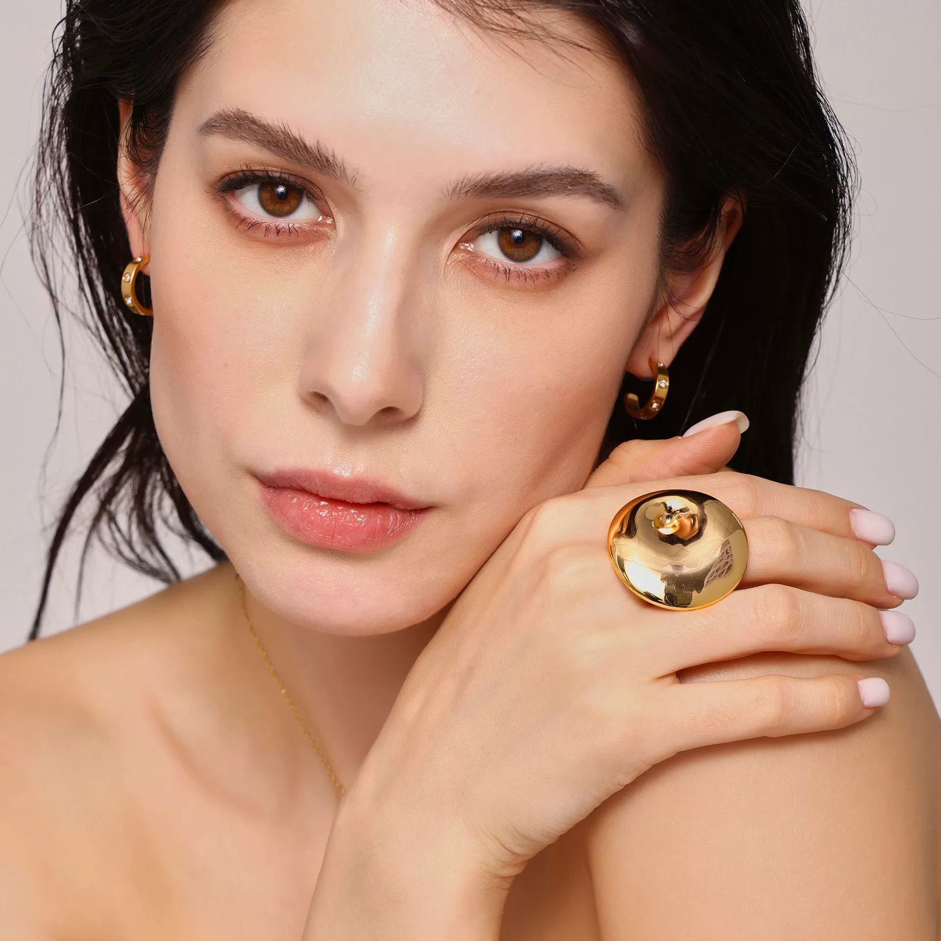 Wholesale Light Luxury Geometric Ferris Wheel Exaggerated Adjustable Opening Ring Titanium Steel 18K Gold Plated Unisex - Image 6