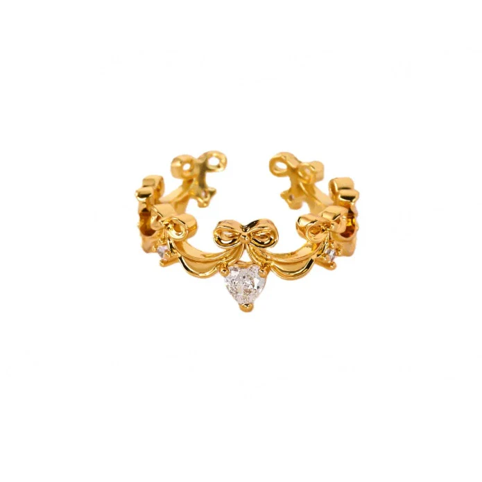 Wholesale Light Luxury Geometric Fruit Shaped Inlaid With Gold Zircon Stone Stainless Steel Plated 18K Gold Ring For Women - Image 7