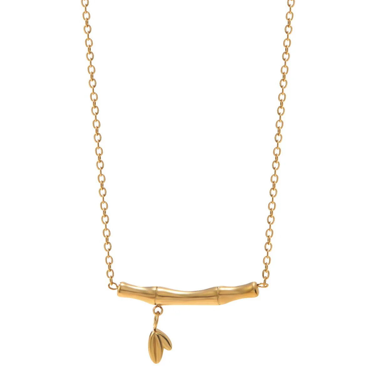 Wholesale Light Luxury Geometric Gold Plated Bamboo Stainless Steel Necklace For Women - Image 5