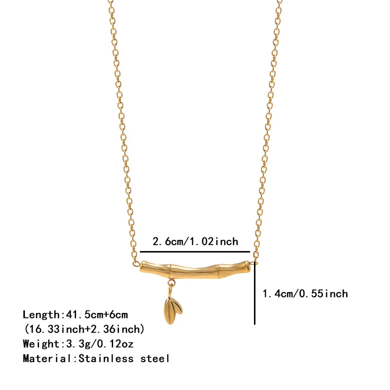 Wholesale Light Luxury Geometric Gold Plated Bamboo Stainless Steel Necklace For Women - Image 6