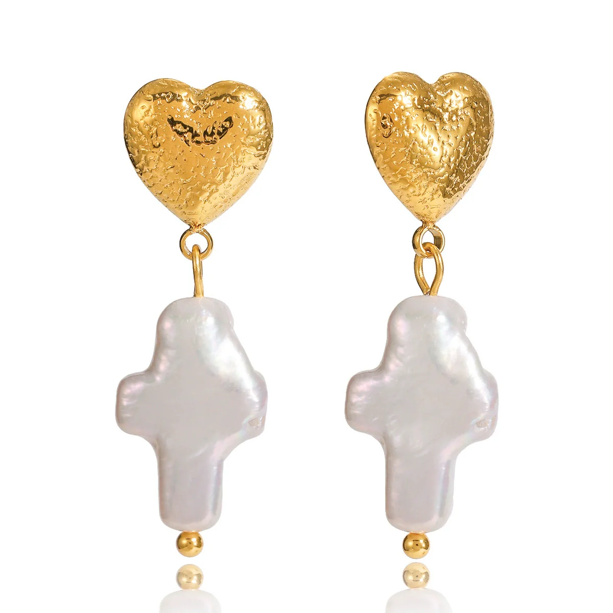 Wholesale Light Luxury Geometric Heart Star Pattern Electroplated Stainless Steel Cross Earrings For Women - Image 5