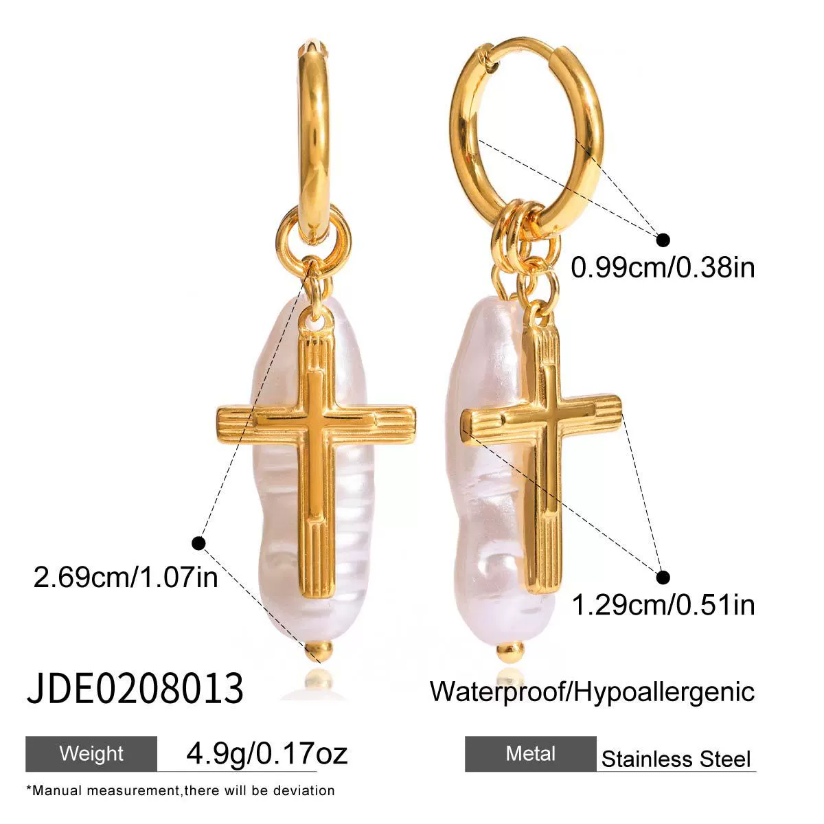 Wholesale Light Luxury Geometric Heart Star Pattern Electroplated Stainless Steel Cross Earrings For Women - Image 6
