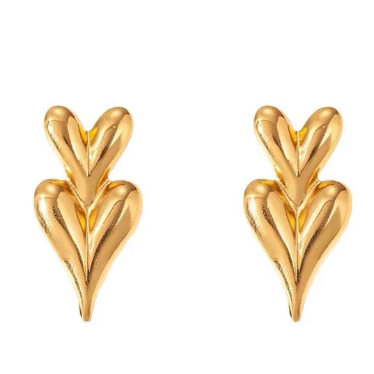 Wholesale Light Luxury Geometric Heartshaped Stainless Steel Stamped Earrings For Women - Image 5
