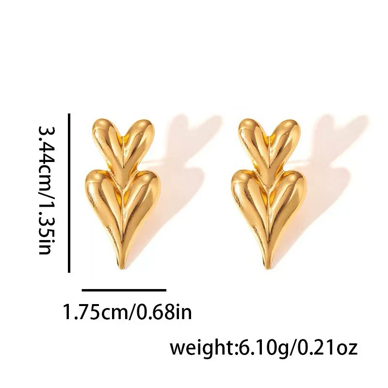 Wholesale Light Luxury Geometric Heartshaped Stainless Steel Stamped Earrings For Women - Image 6