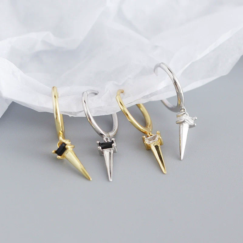 Wholesale Light Luxury Geometric Ladder Square Zircon Earrings S925 Sterling Silver Electroplated For Women - Image 3
