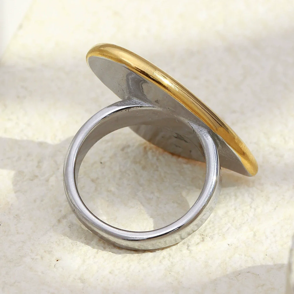 Wholesale Light Luxury Geometric Oblique Heart Stainless Steel 18K Gold Plated Ring For Women - Image 4