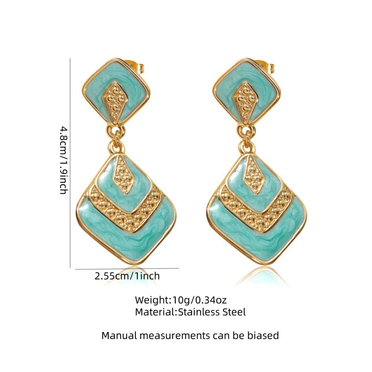 Wholesale Light Luxury Geometric Oil Dripping Stainless Steel Earrings For Women - Image 3