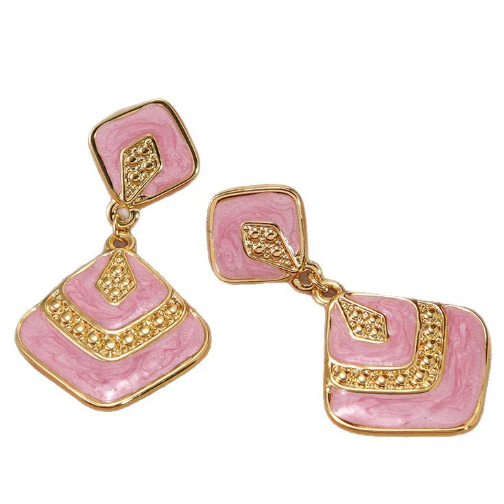 Wholesale Light Luxury Geometric Oil Dripping Stainless Steel Earrings For Women - Image 4