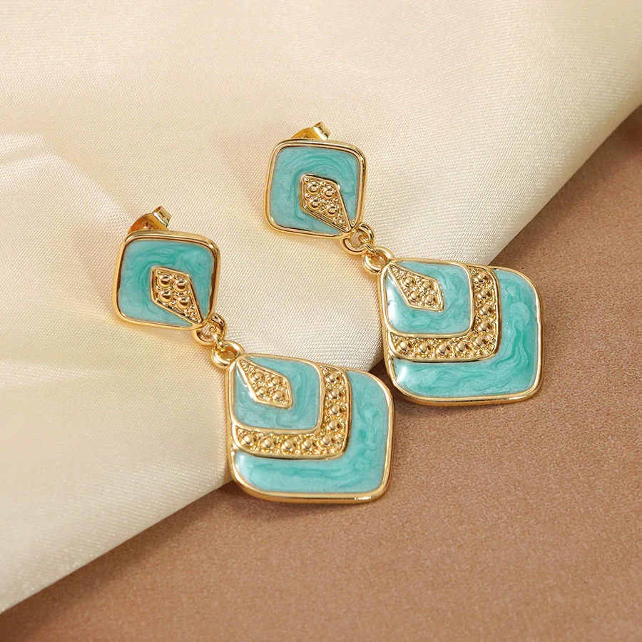 Wholesale Light Luxury Geometric Oil Dripping Stainless Steel Earrings For Women - Image 5