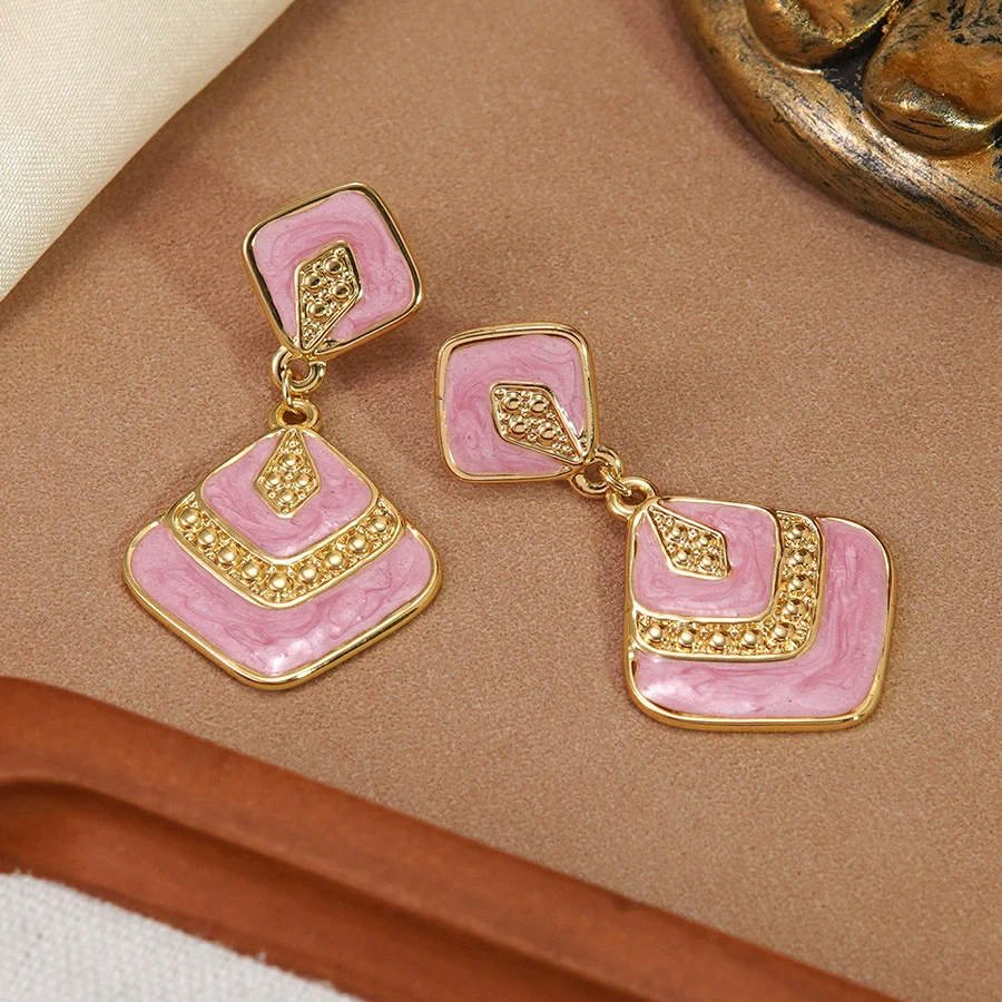 Wholesale Light Luxury Geometric Oil Dripping Stainless Steel Earrings For Women - Image 6