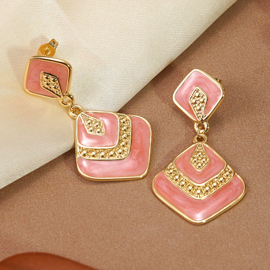 Wholesale Light Luxury Geometric Oil Dripping Stainless Steel Earrings For Women - Image 7