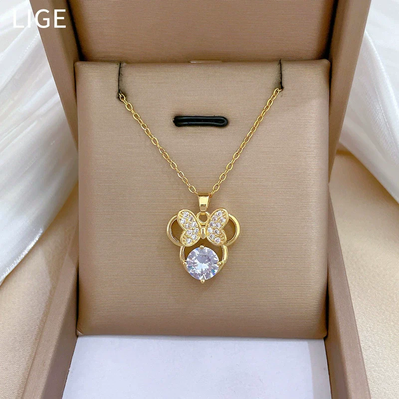 Wholesale Light Luxury Geometric Pendant Necklace With Copper Pendant And Stainless Steel Chain For Unisex
