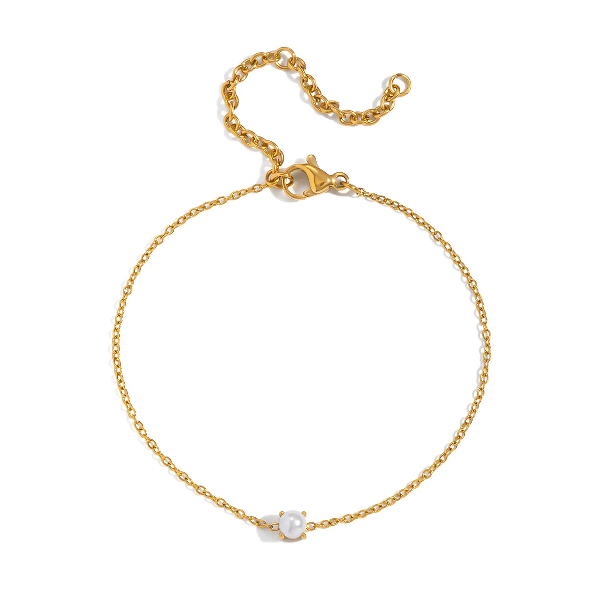 Wholesale Light Luxury Geometric Real Gold Plated Inlaid Pearl Stainless Steel Bracelet For Women - Image 5