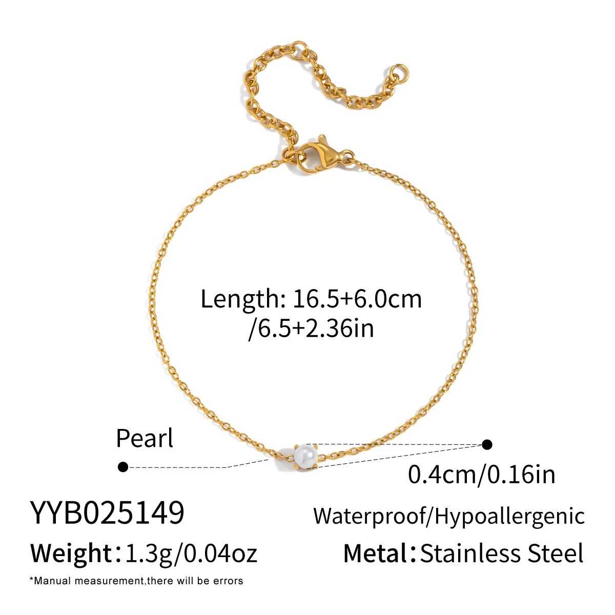 Wholesale Light Luxury Geometric Real Gold Plated Inlaid Pearl Stainless Steel Bracelet For Women - Image 6
