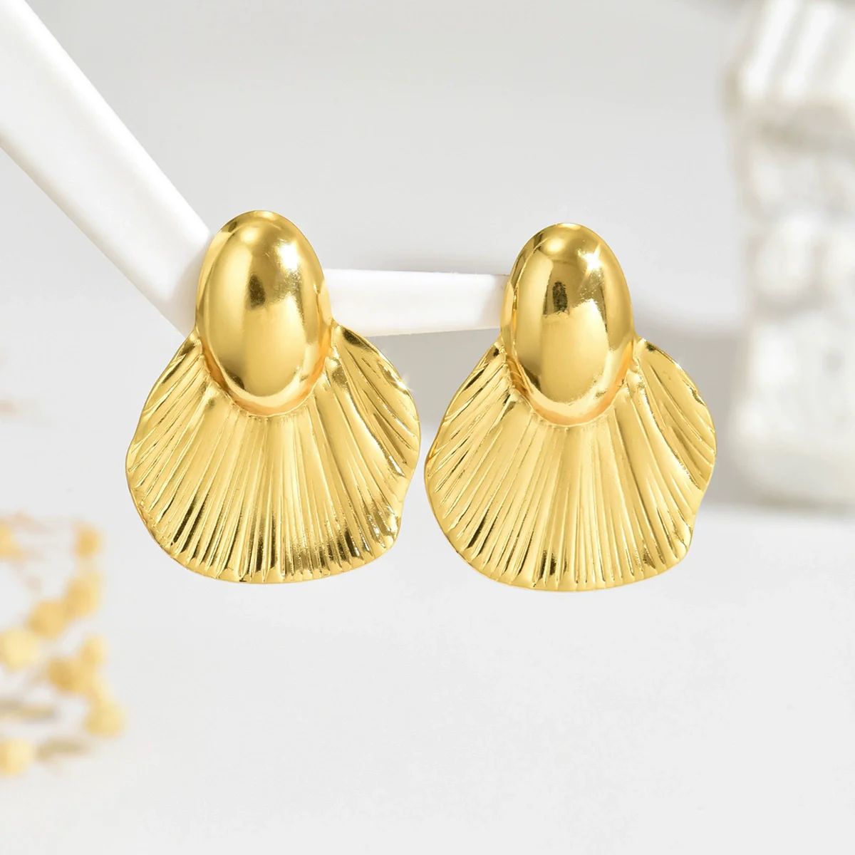 Wholesale Light Luxury Geometric Rhombus Stamped Stainless Steel Fishtail Earrings For Women