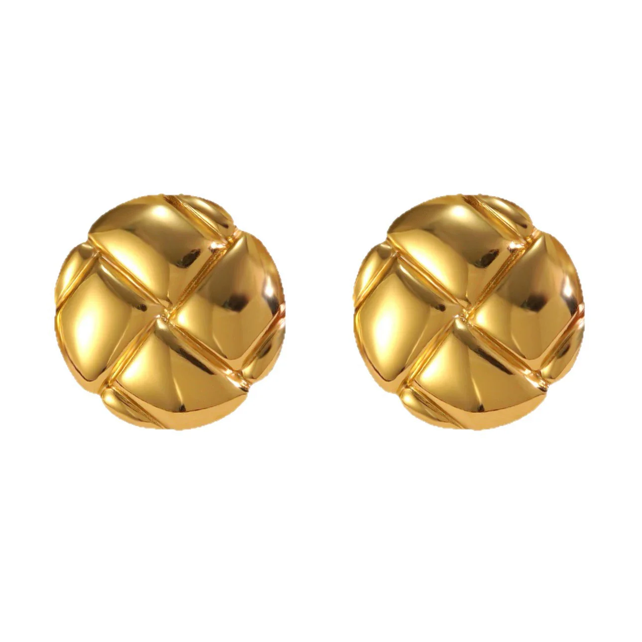 Wholesale Light Luxury Geometric Round Stainless Steel Electroplated Earrings For Women - Image 5