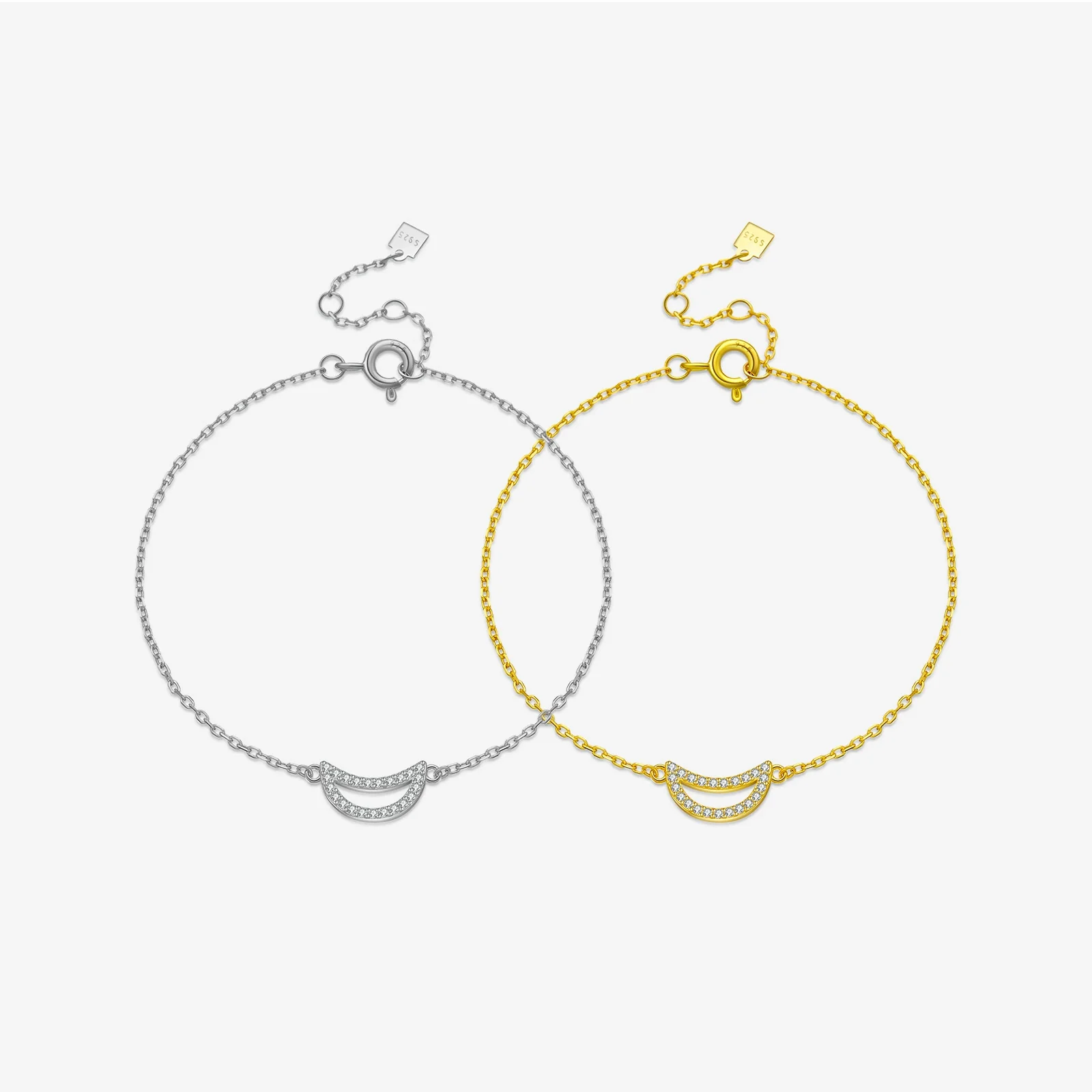 Wholesale Light Luxury Geometric S925 Sterling Silver Bracelet Electroplated With Platinum And 18K Gold For Women And Unisex