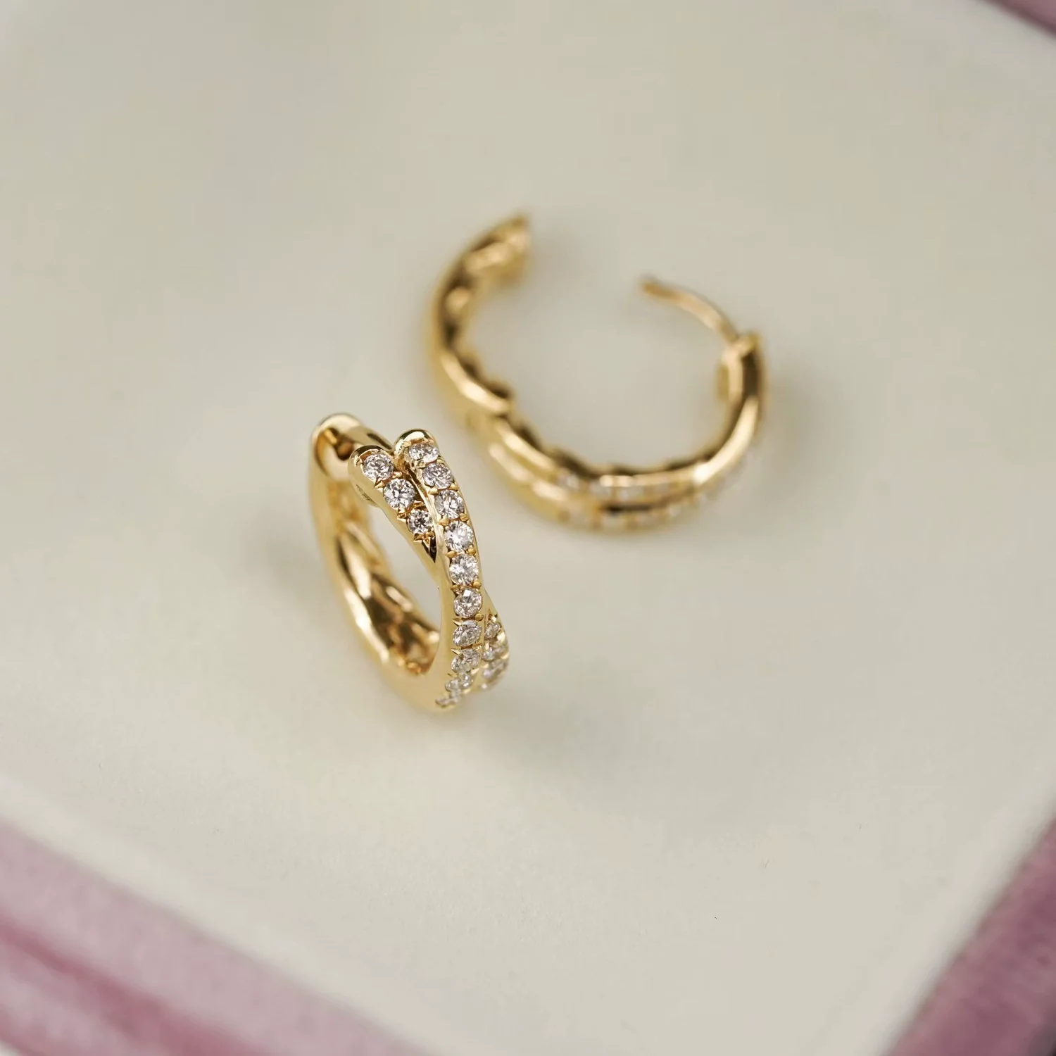 Wholesale Light Luxury Geometric Silver S925 Diamond Double Row Cross Earrings Plated With 18K Gold For Women - Image 3